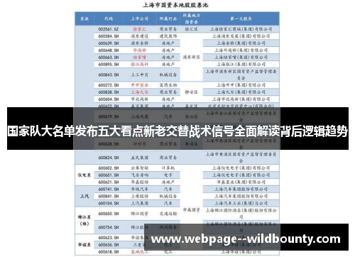 国家队大名单发布五大看点新老交替战术信号全面解读背后逻辑趋势 国家队大名单发布五大看点新老交替战术信号全面解读背后逻辑趋势