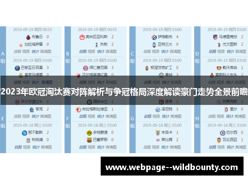 2023年欧冠淘汰赛对阵解析与争冠格局深度解读豪门走势全景前瞻 2023年欧冠淘汰赛对阵解析与争冠格局深度解读豪门走势全景前瞻